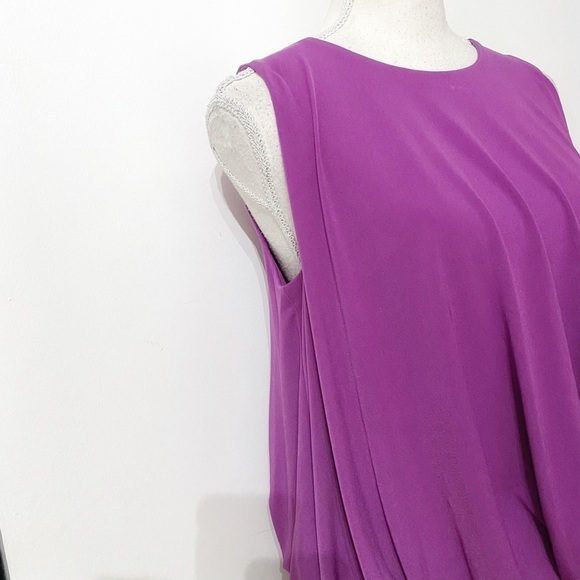 MARCIANO PURPLE SLEEVELESS DRAPE SHIFT MINI COCKTAIL DRESS - S - Picture 5 of 9